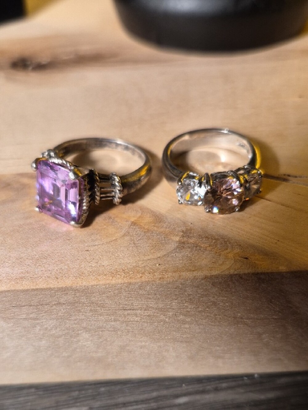 Purple Gemstone Statement Ring with Silver Accent Ring 925